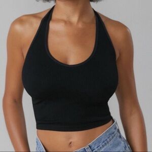NWOT UO out from under Black Ribbed Halter Crop Tank M